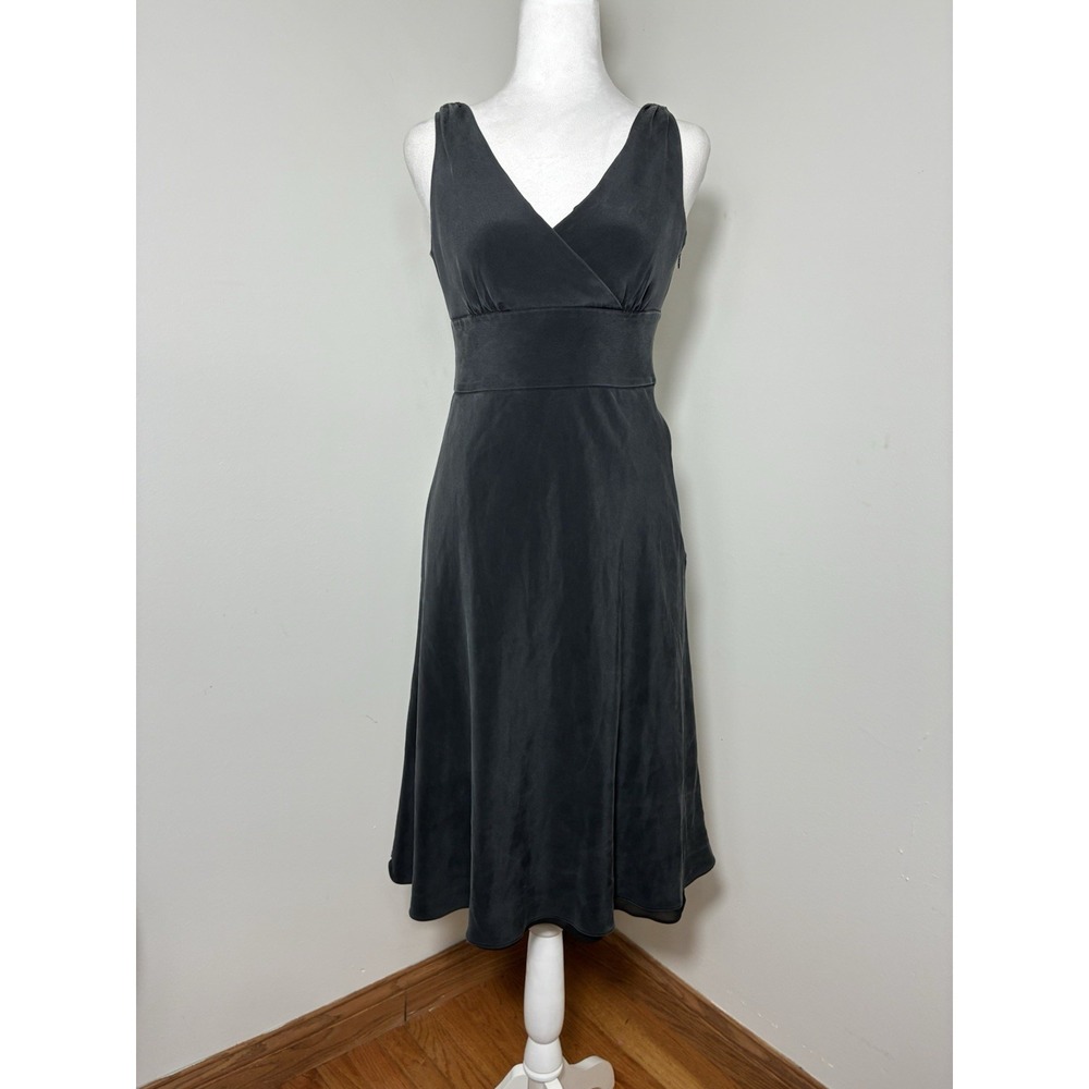 J. Crew Sofia Gray Silk Chiffon Empire Waist Surplice Tank Dress Sz 4 Y2K Goth